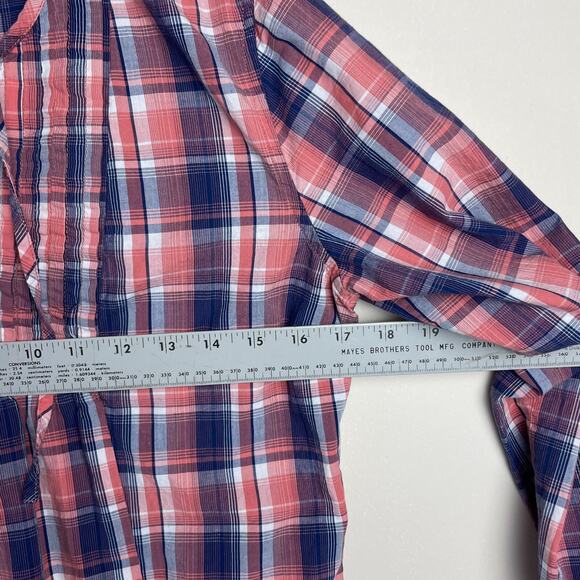 Bit & Bridle S Pink Plaid Western Long Sleeve Tunic Peasant Equestrian Blouse - Picture 7 of 8